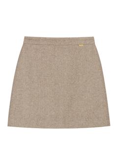 Jasnobeżowa krótka spódnica w jodełkę SPCDT-0132-1A(Z26)