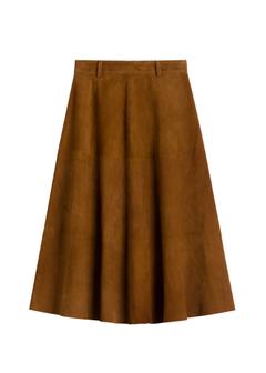 Zamszowa spódnica midi w kolorze koniaku SPCDS-0084-1F(W26)