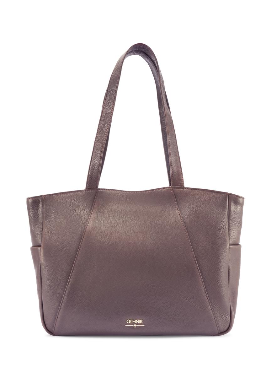 Brązowa skórzana torebka shopper damska TORES-1255-1I(W26)
