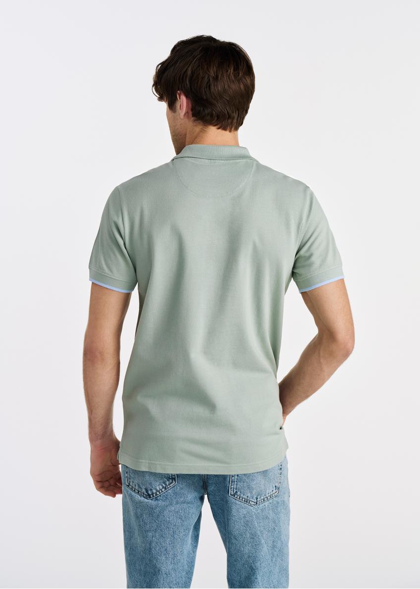Miętowa koszulka polo męska z bawełny POLMT-0045B-50(W25)