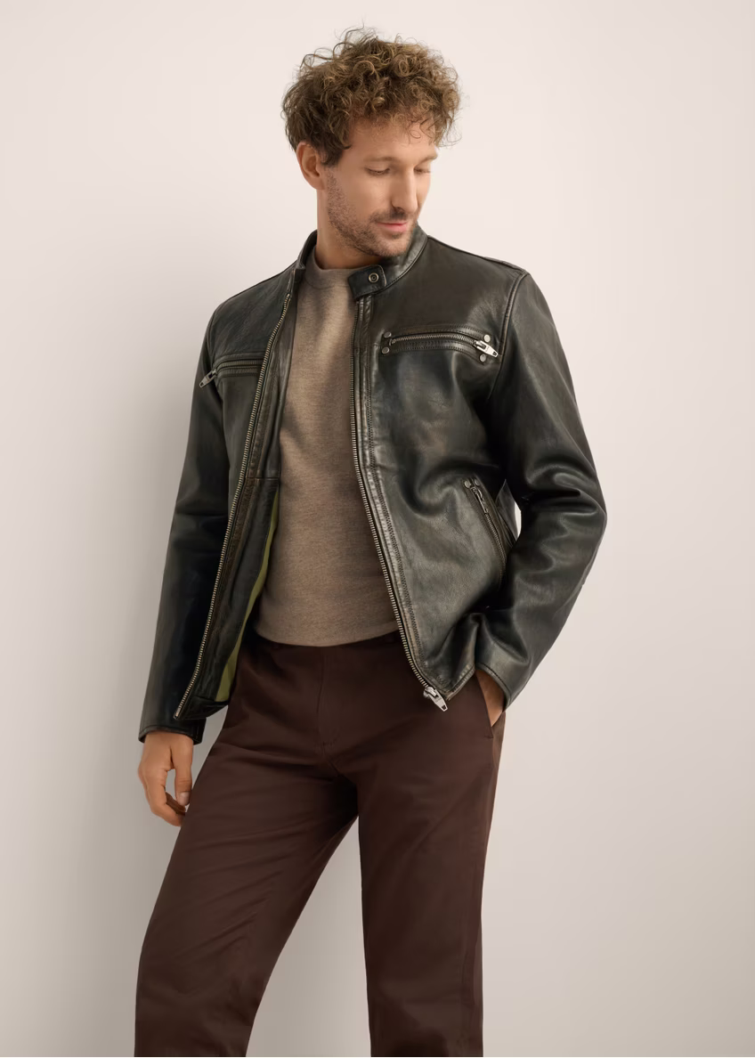 Skórzana kurtka męska w stylu vintage KURMS-0421-9J(Z26)