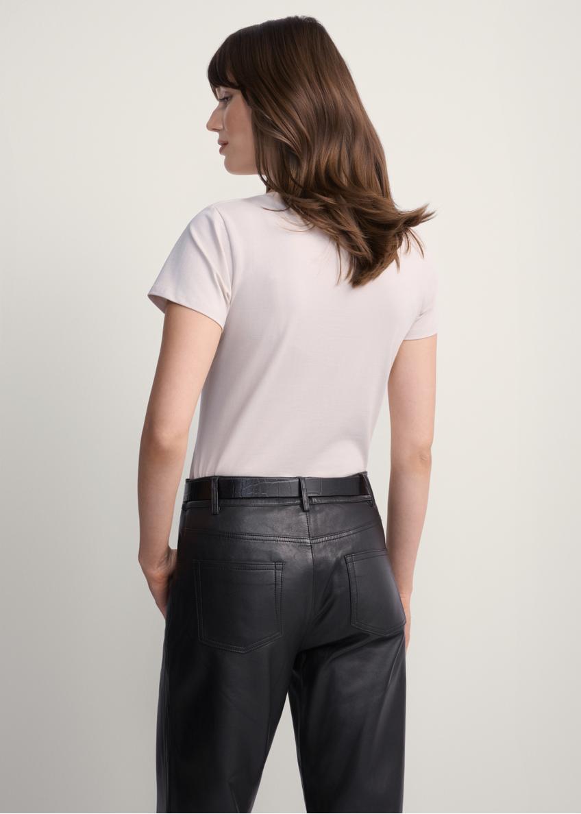 Beżowy T-shirt damski basic TSHDT-0111-81(KS)