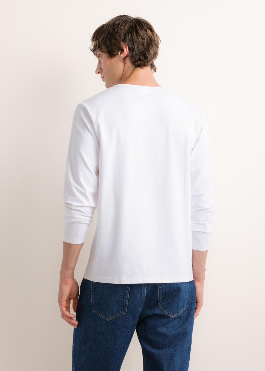 Biały longsleeve męski z nadrukiem LSLMT-0014-0A(Z26)