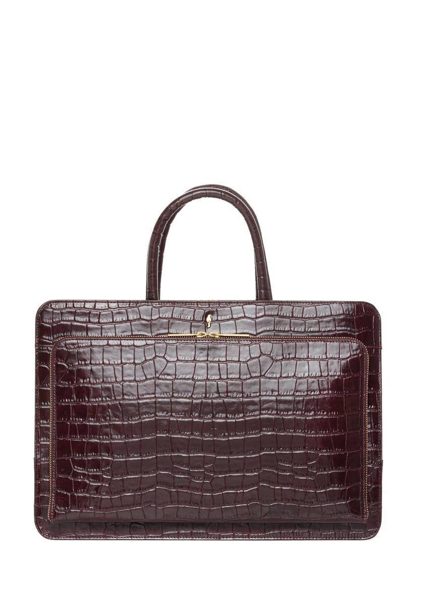 Skórzana bordowa torba na laptopa croco TORES-1321-4D(Z26)