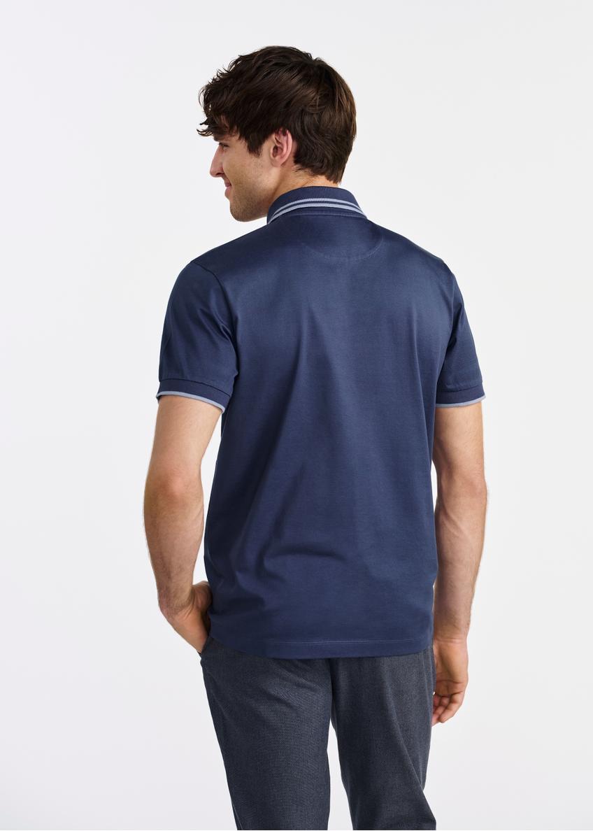 Granatowa koszulka polo z bawełny POLMT-0077-69(W25)