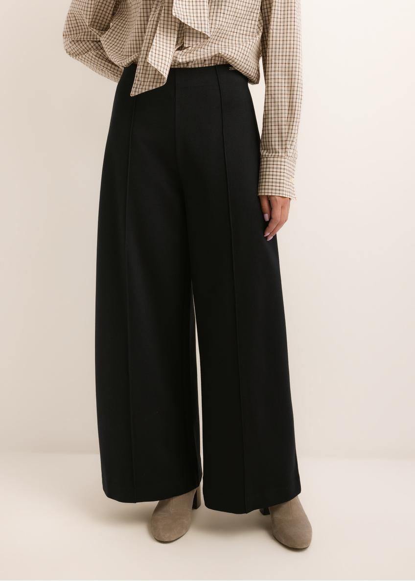 Czarne spodnie damskie wide leg SPODT-0130-99(Z26)