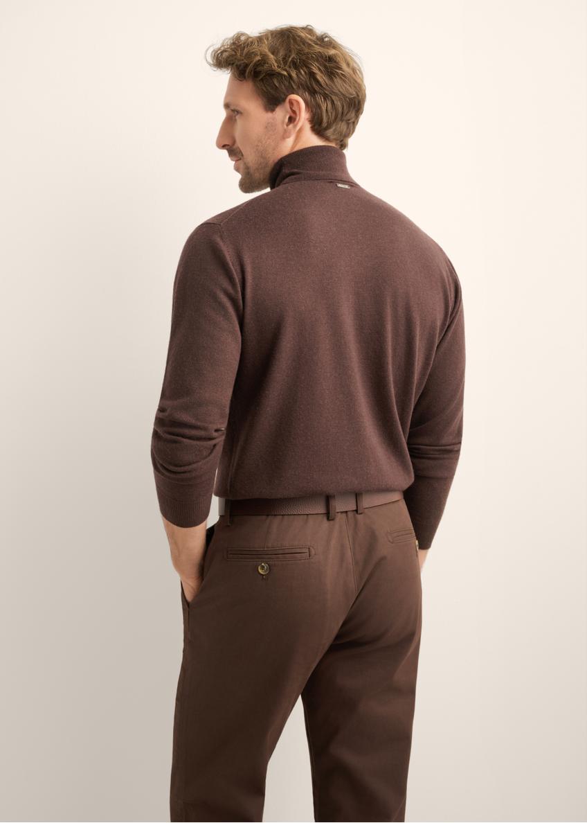 Wełniany golf męski w kolorze ciemnobrązowym SWEMT-0198-1I(Z26)