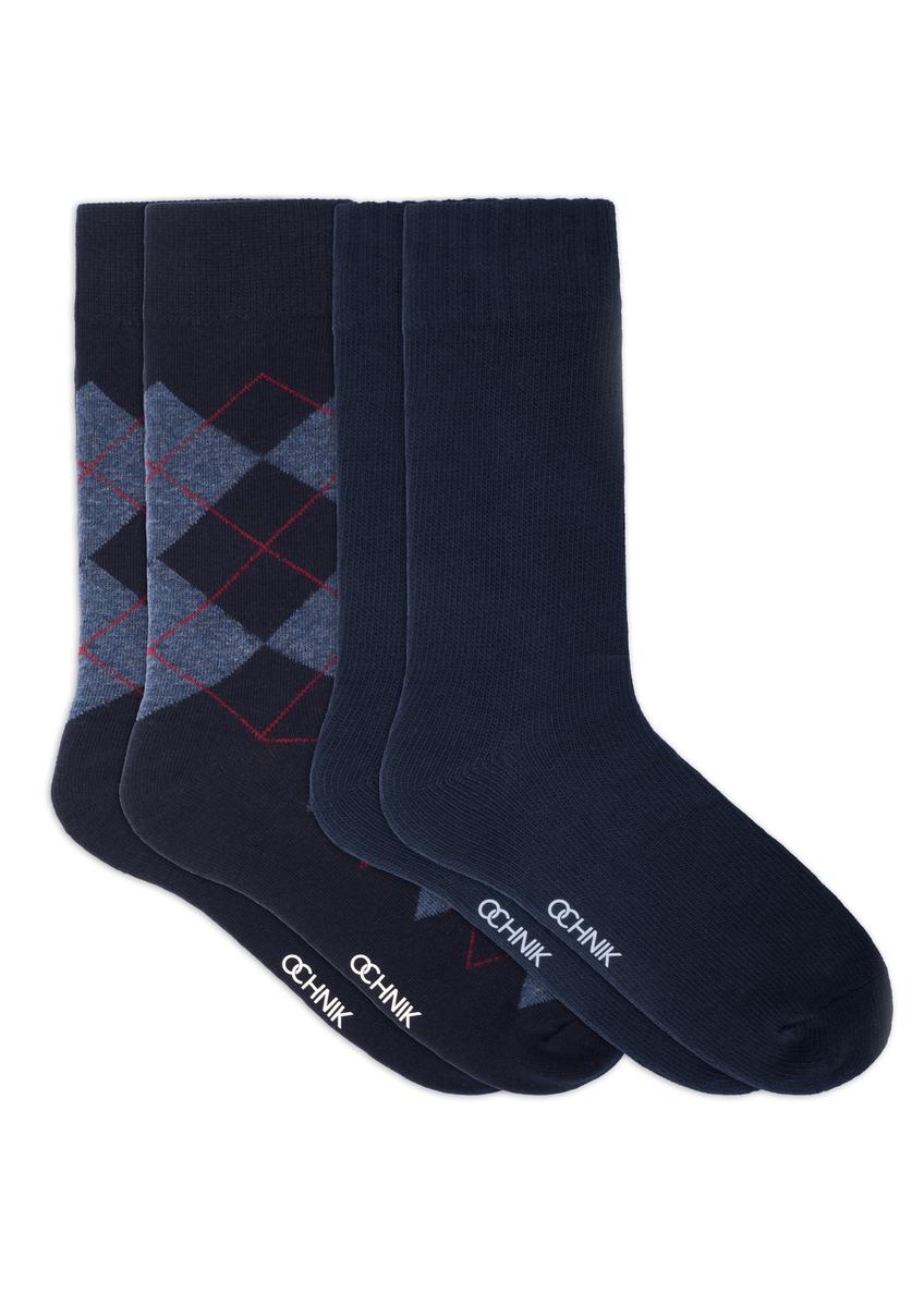 Zestaw długich męskich skarpet ZESMT-0067-00(Z26), widok zestawu z przodu na białym tle.