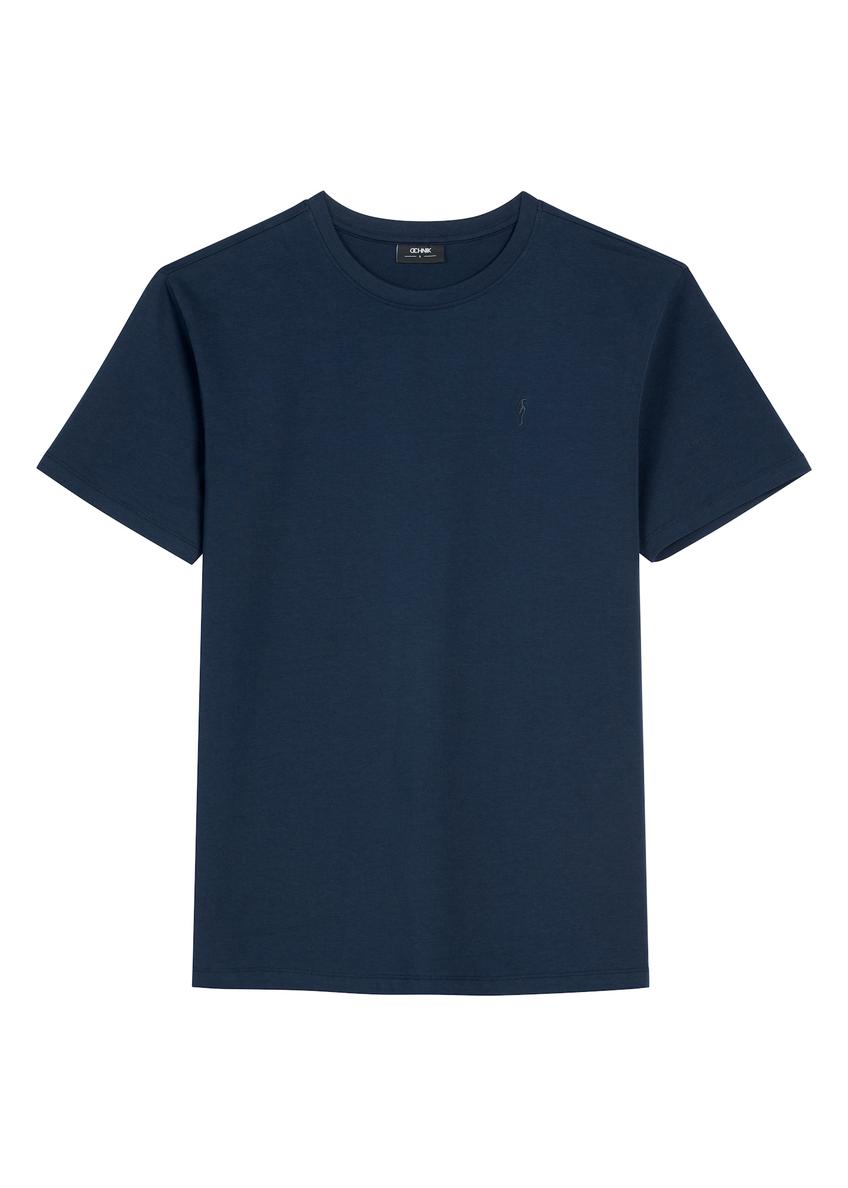 Granatowy T-shirt męski TSHMT-0120-7E(Z26)