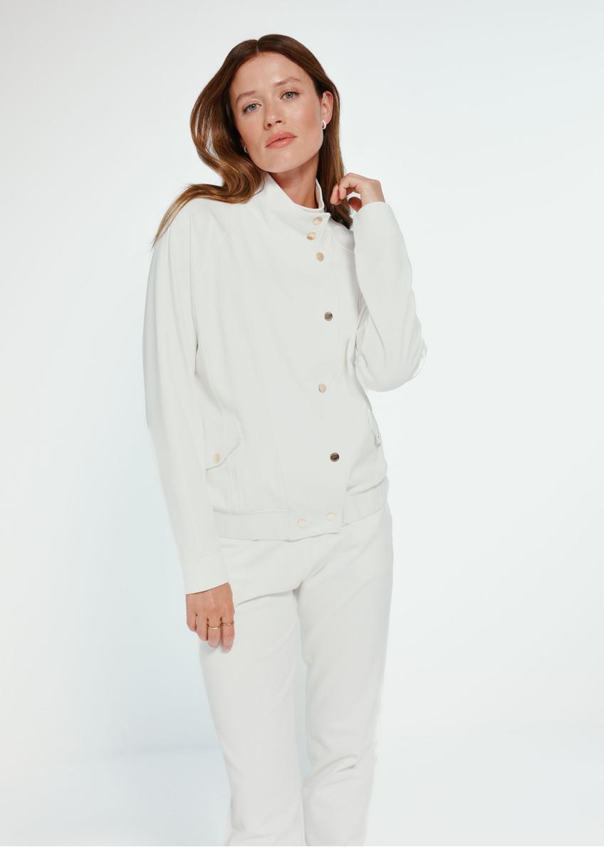 Kremowa bluza damska ze stójką BLZDT-0106-12(Z24)-03