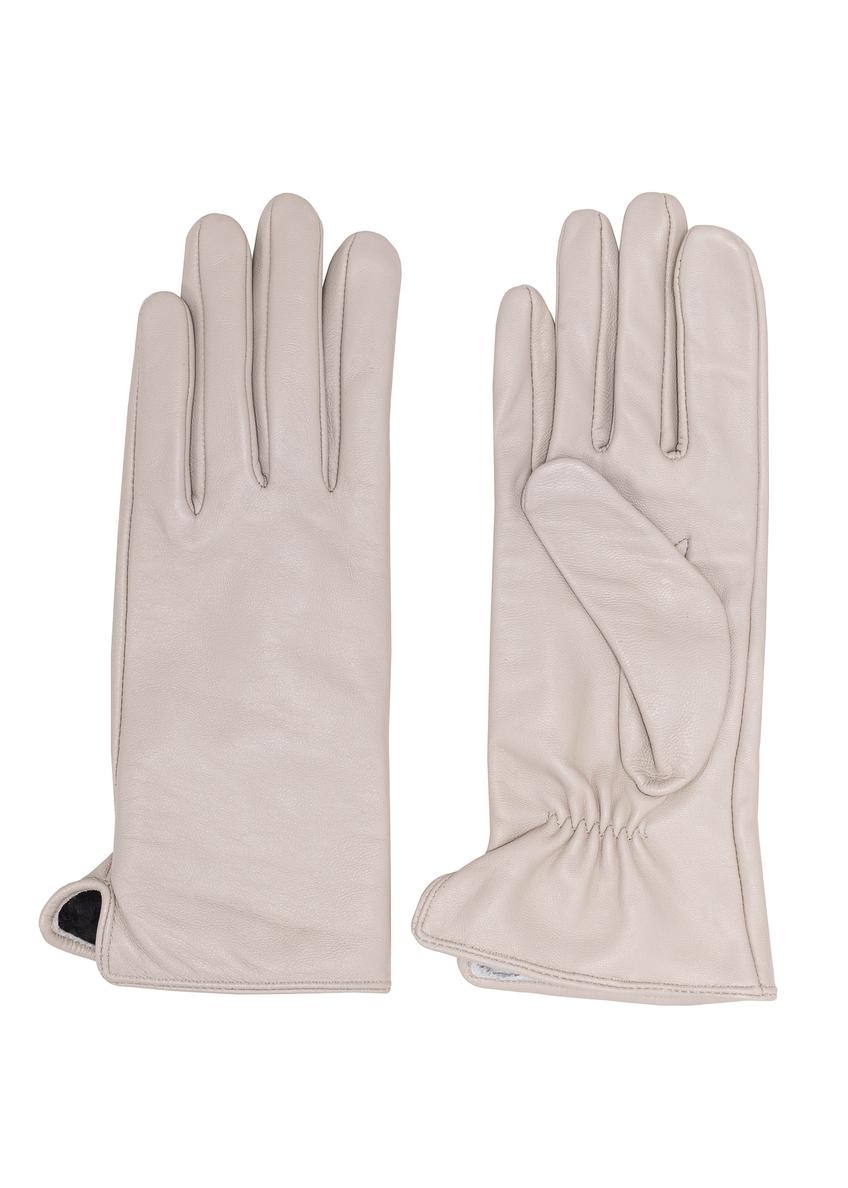 Kremowe skórzane rękawiczki damskie REKDS-0100-12(Z25)