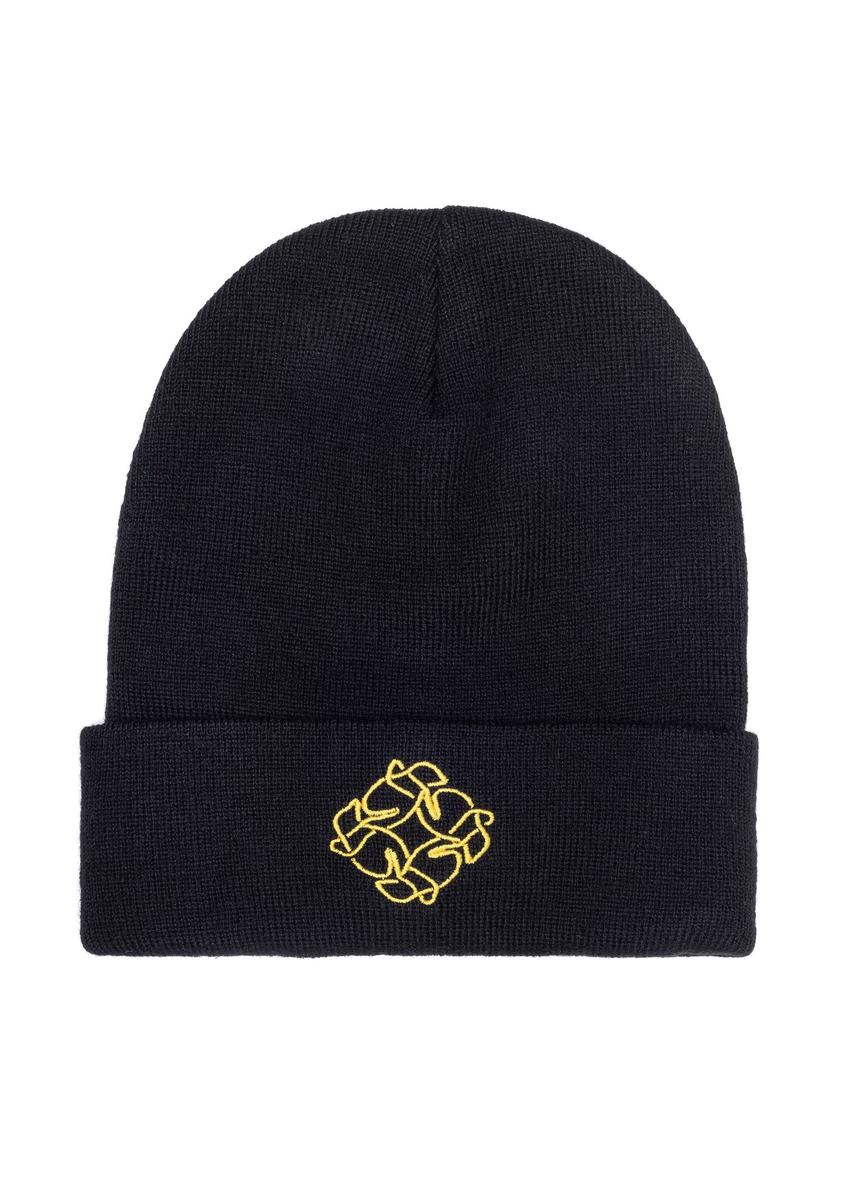 Czarna czapka damska z monogramem CZADT-0079A-99(Z25)