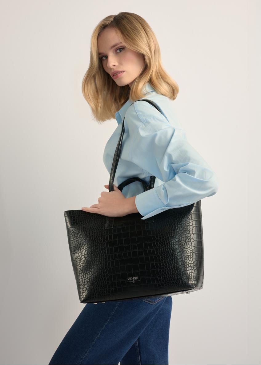 Czarna torebka damska shopper TOREC-1204-9G(W26)