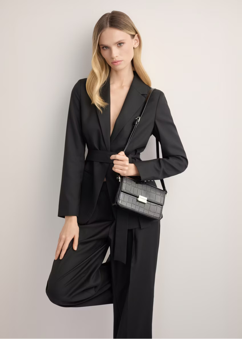 Elegancka czarna torebka damska croco TOREC-1251-9G(Z26)