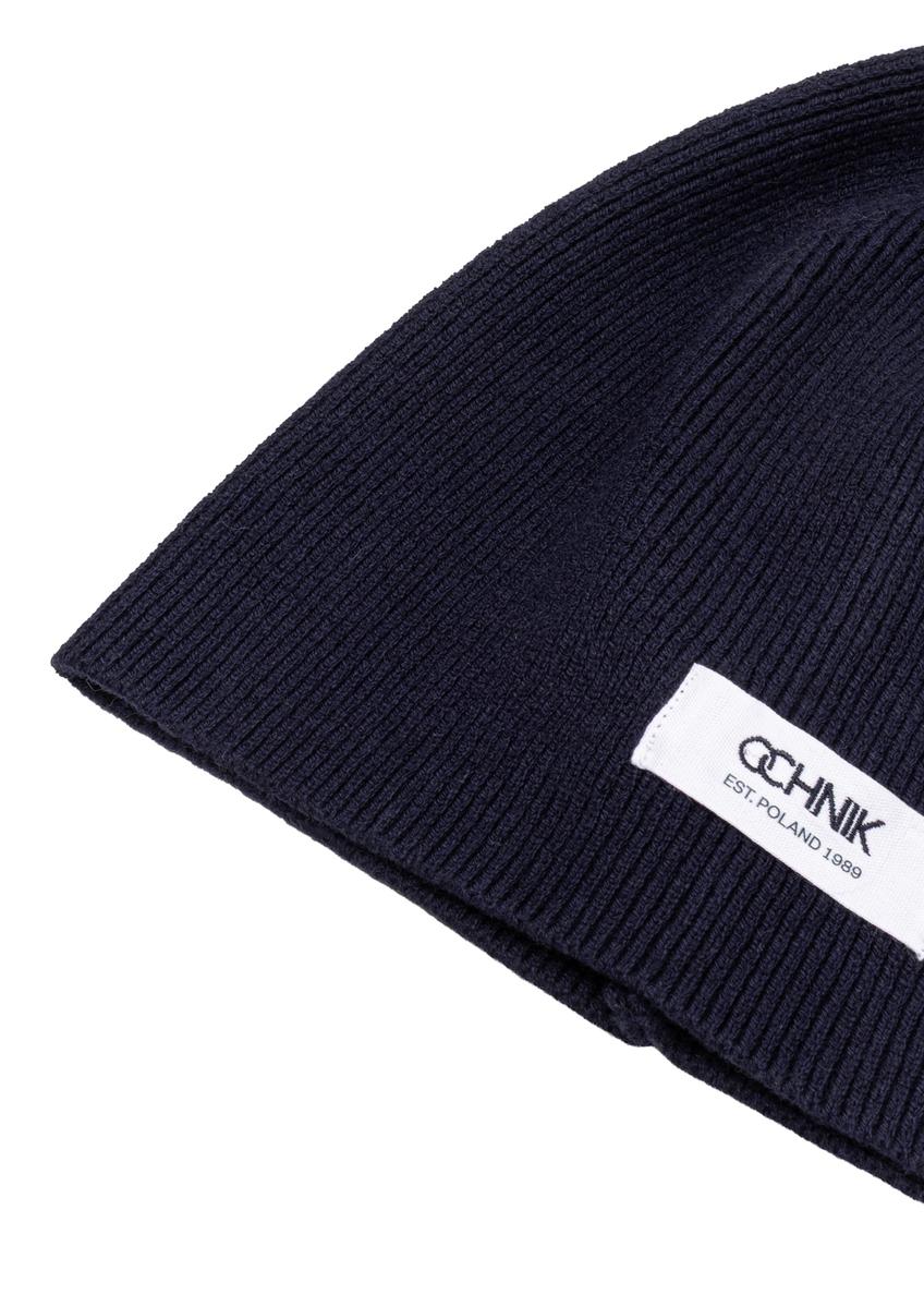 Granatowa czapka męska z wełną CZAMT-0097-7E(Z26)