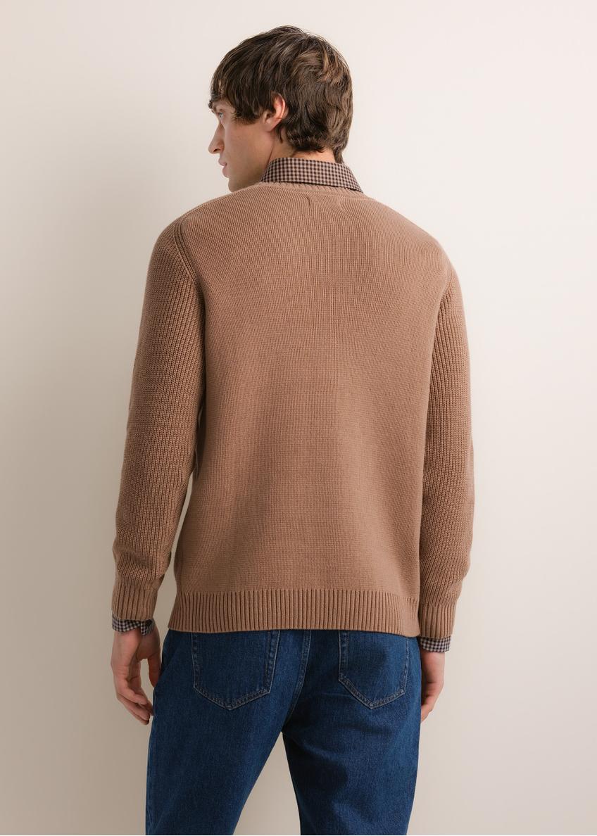 Bawełniany sweter męski w kolorze chłodnego beżu SWEMT-0208-1K(Z26)
