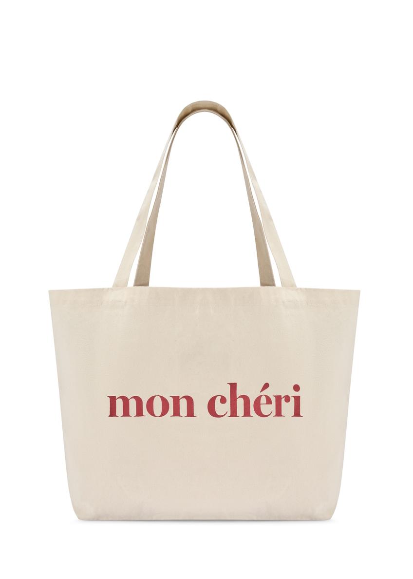 Bawełniana beżowa torebka shopper TOREN-0334-0P(W26)