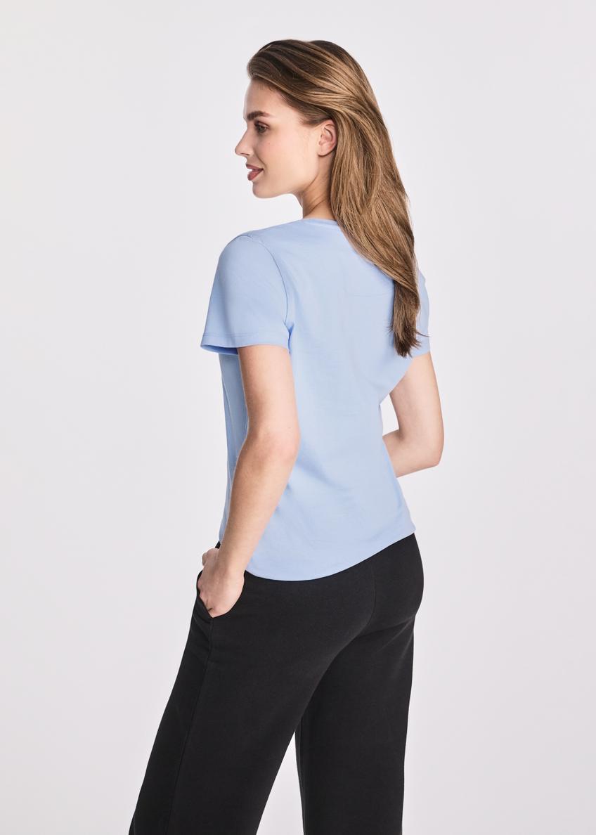 Błękitny t-shirt damski z logo TSHDT-0133-60(W25)