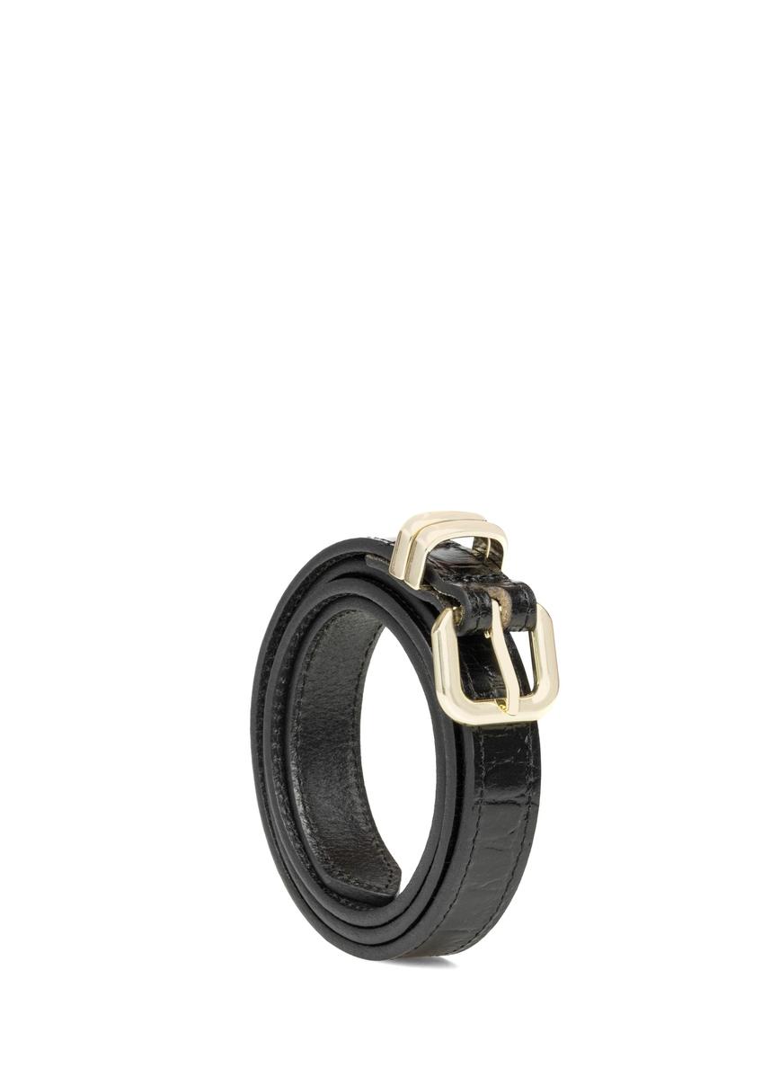 Czarny skórzany pasek damski croco PASDS-0321-9G(W26)