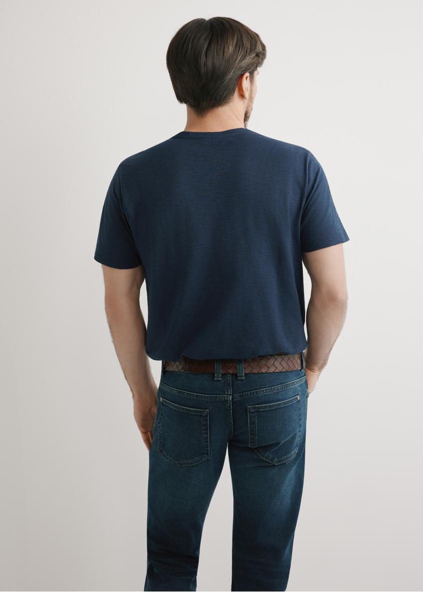 Bawełniany T-shirt męski w kolorze granatowym TSHMT-0149-7E(W26)