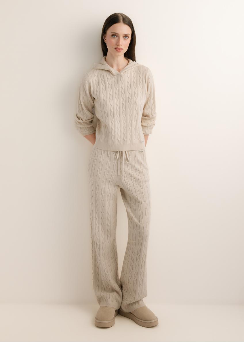 Beżowy sweter damski z kapturem BLZDT-0124-1A(Z26)