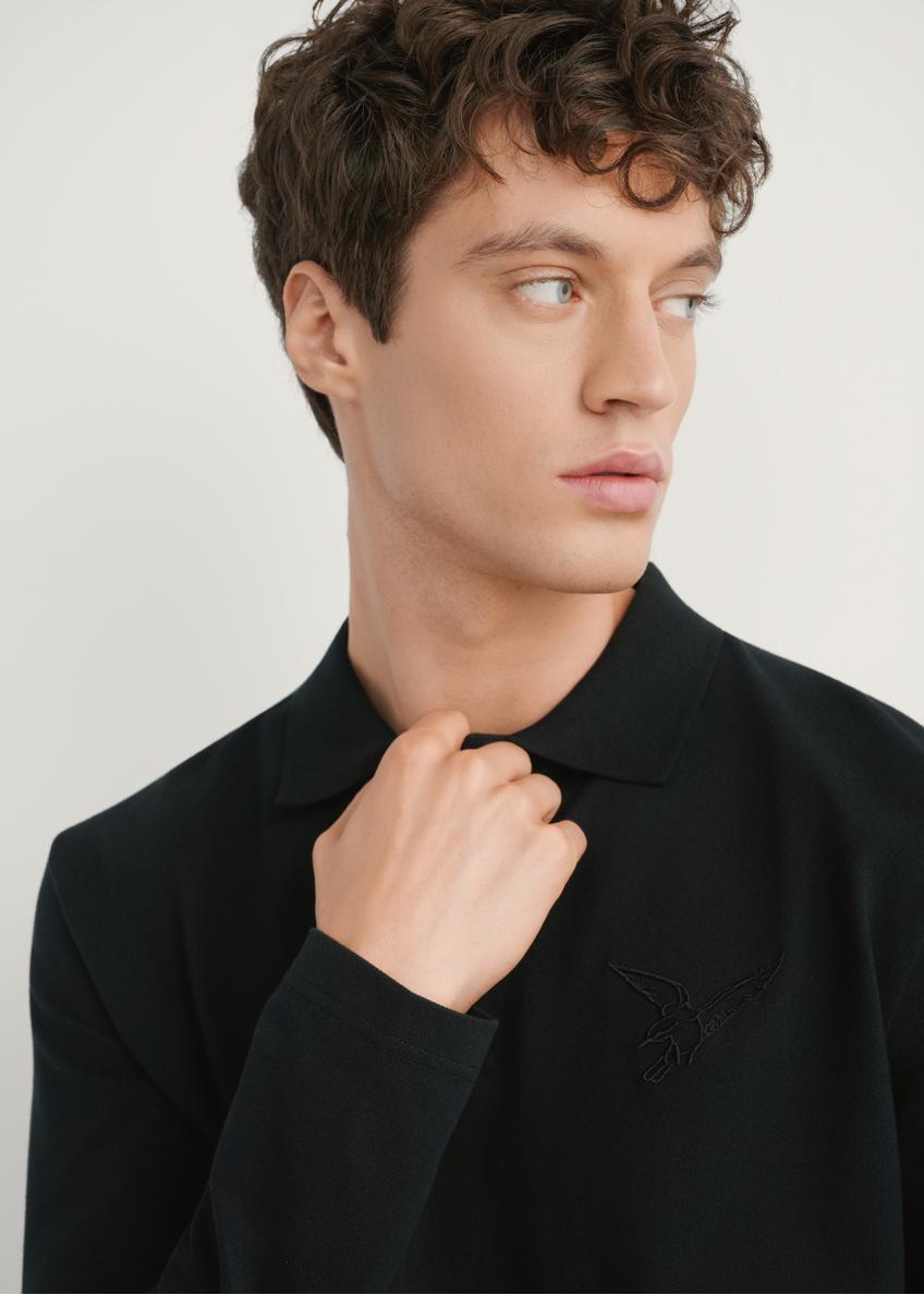 Czarny longsleeve męski z kołnierzykiem LSLMT-0011-99(W26)