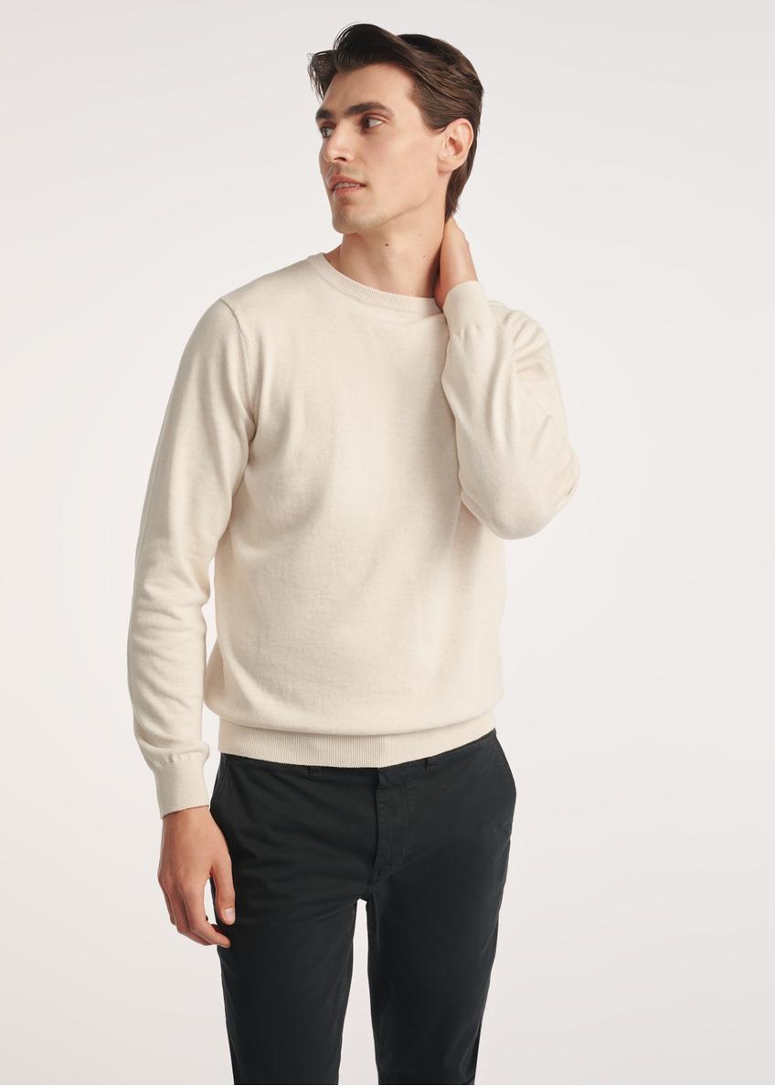 Beżowy bawełniany sweter męski SWEMT-0114A-1A(Z26)