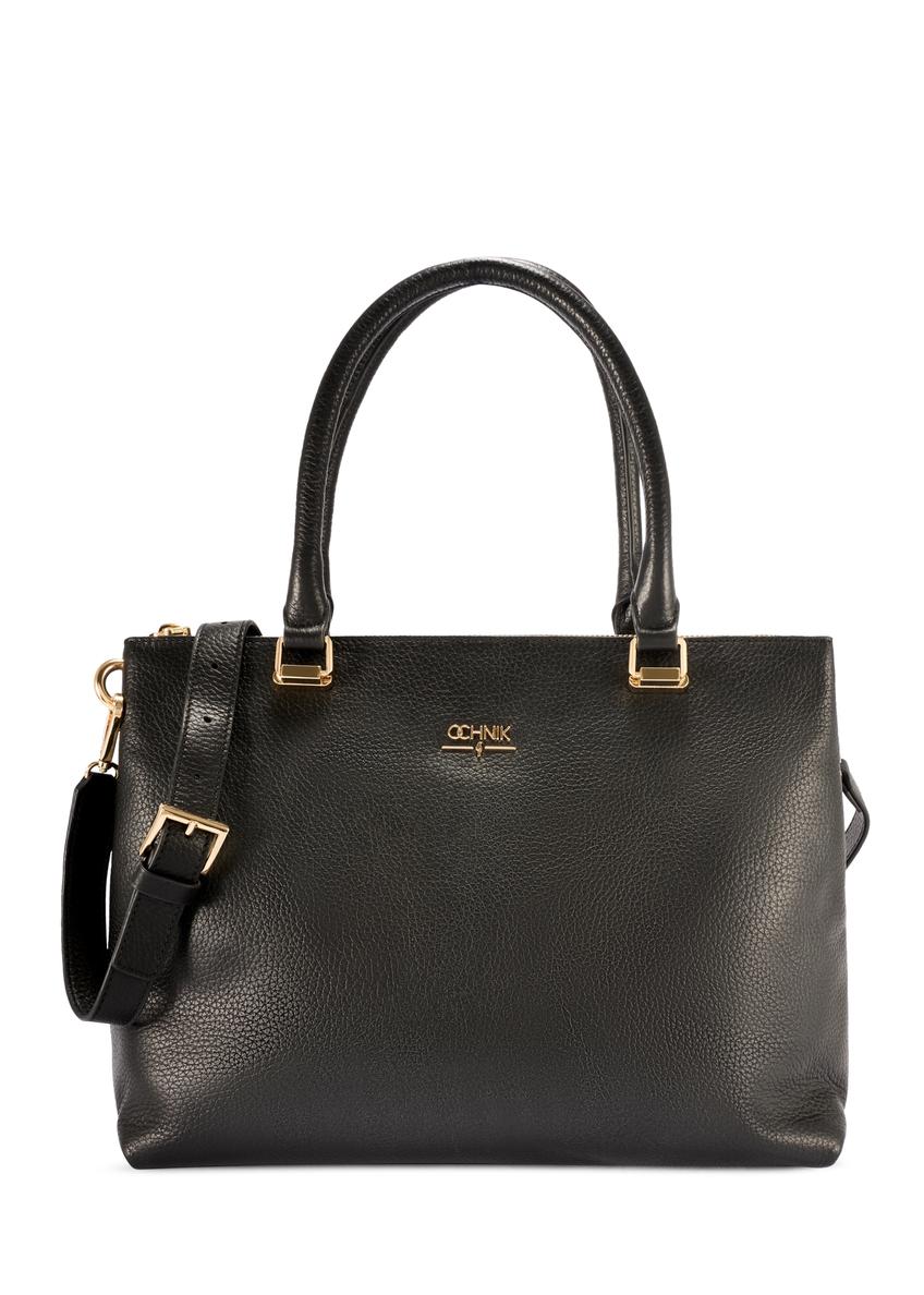 Skórzana czarna torebka damska shopper TORES-1204-9I(W26)