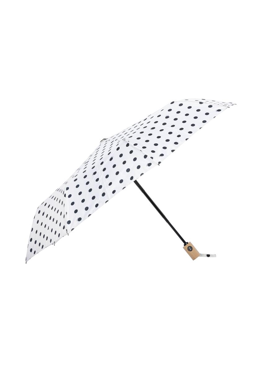 Kremowy składany parasol damski PARSD-0034-0P(W26), widok produktu z przodu na białym tle.