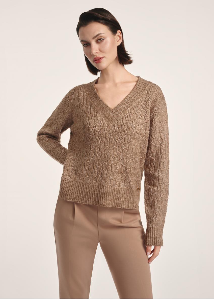 Sweter damski w kolorze brązowym z domieszką wełny SWEDT-0237-84(Z25)