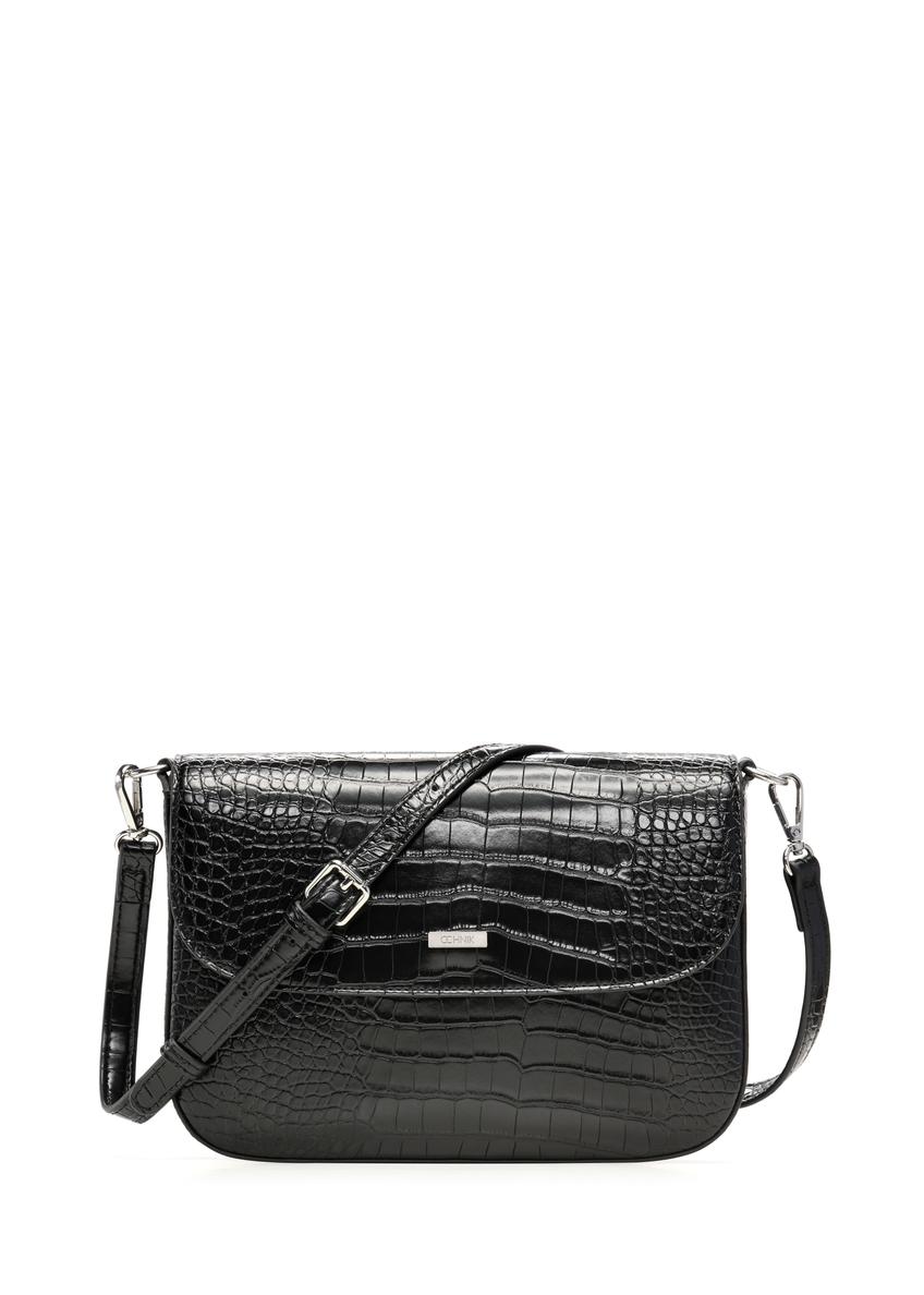 Czarna torebka damska croco TOREC-1262-9G(Z26)