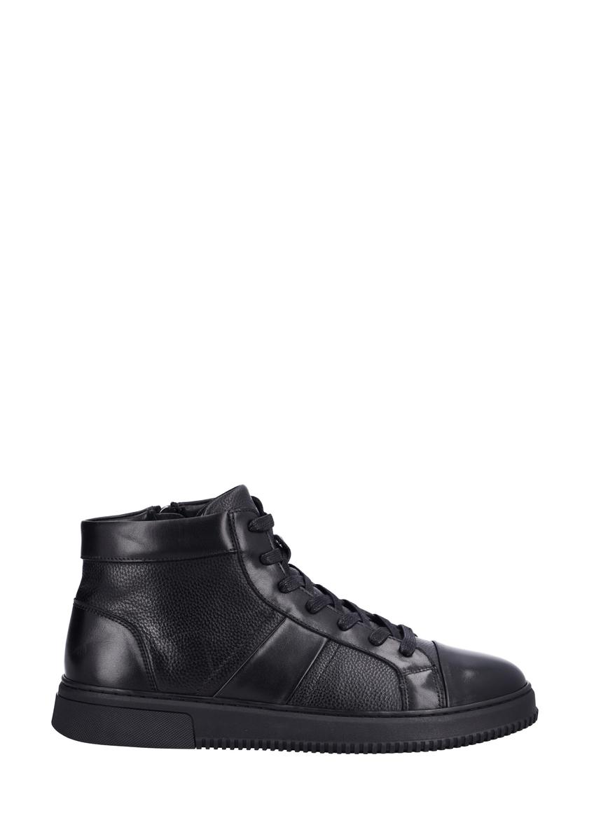 Czarne skórzane buty sportowe BUTYM-0568-99(Z26), widok produktu z boku na białym tle.
