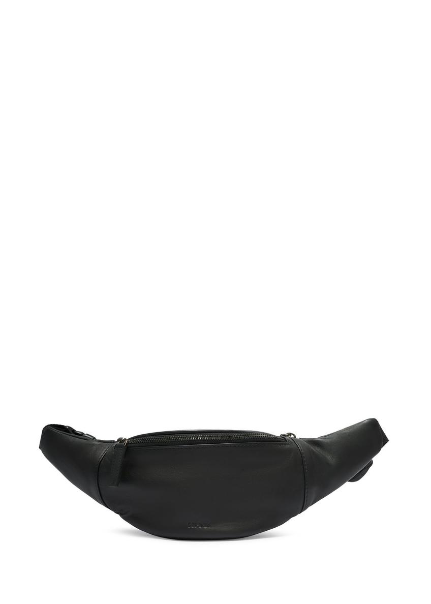 Czarna skórzana nerka męska TORMS-0497-99(W26) - widok produktu z przodu, na białym tle.