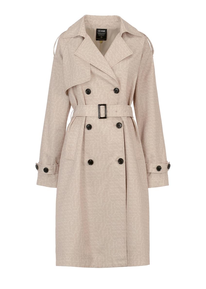Dwurzędowy płaszcz damski z monogramem KURDT-0444-81(W23)-06