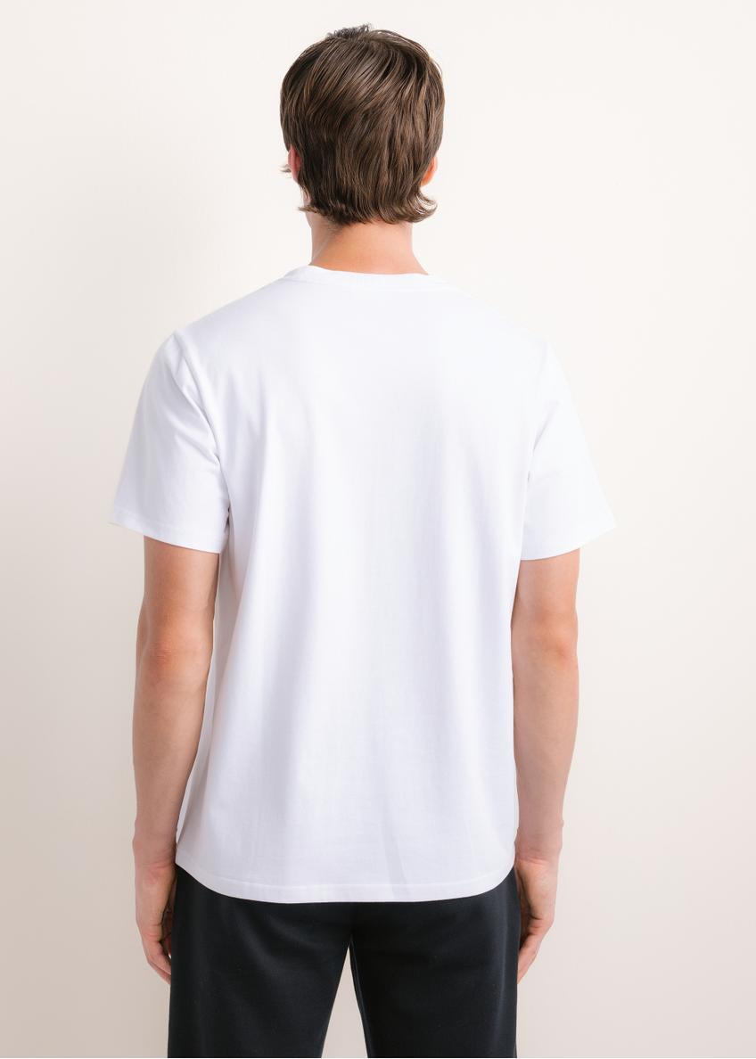 Biały T-shirt męski z nadrukiem TSHMT-0160-0A(Z26)