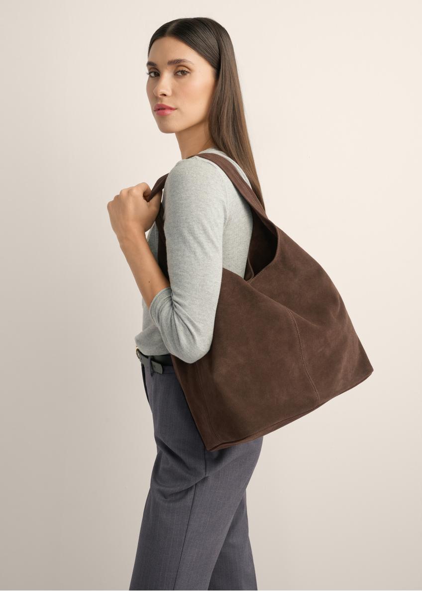 Brązowa zamszowa torebka shopper TORES-1403-1H(Z26)
