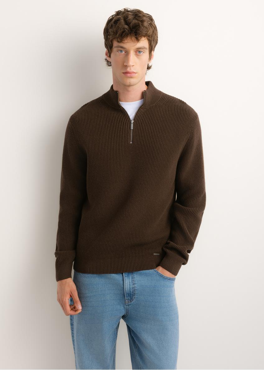 Ciemnobrązowy sweter męski SWEMT-0175-1I(Z26)