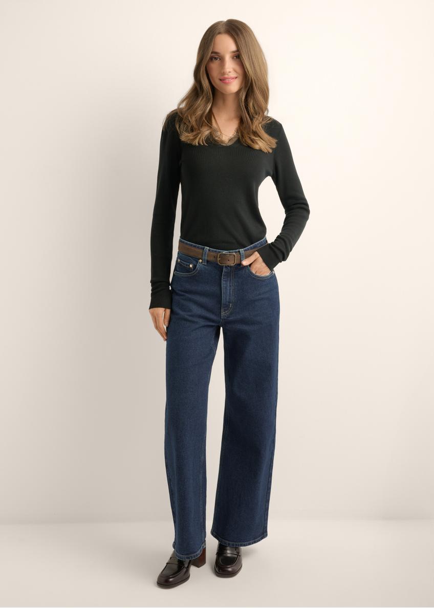 Granatowe jeansowe spodnie damskie JEADT-0013-7E(Z26)