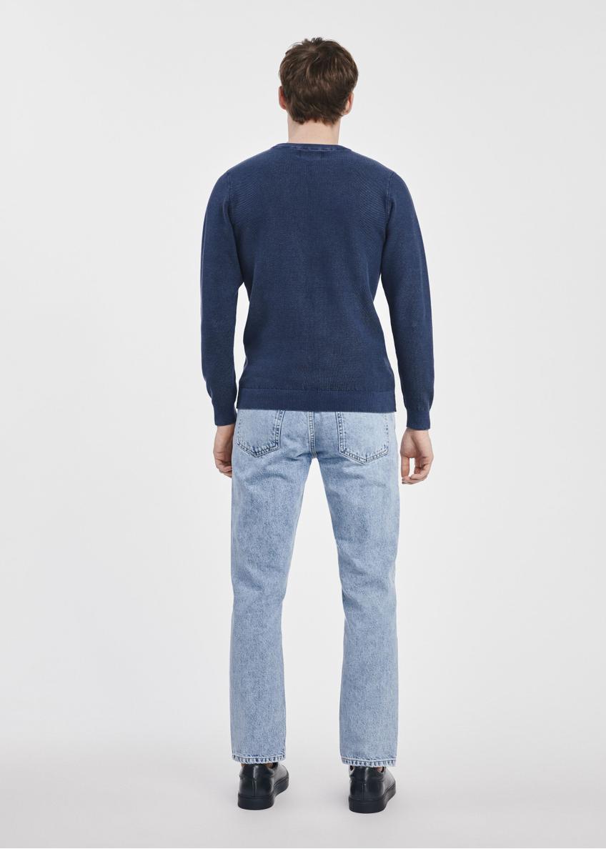 Granatowy sweter męski z bawełny SWEMT-0161-69(W25)