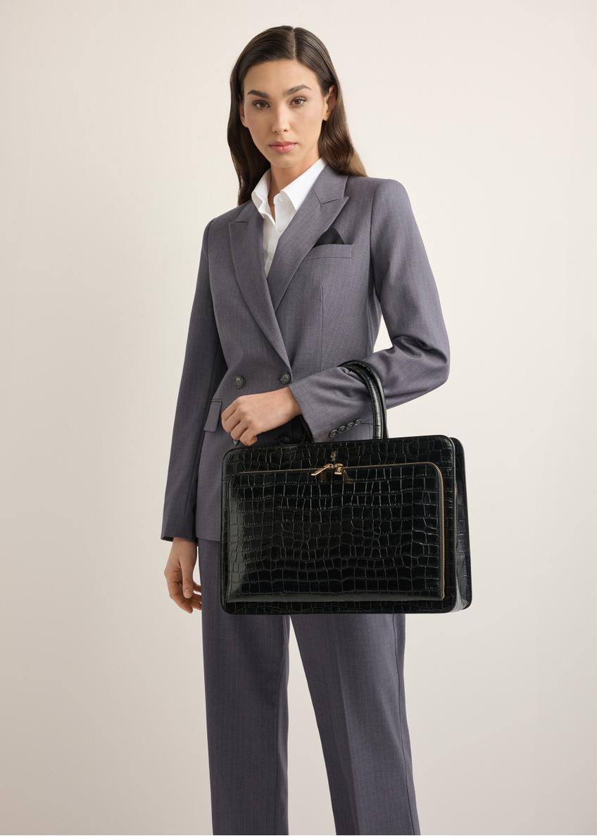 Skórzana czarna torba na laptopa croco TORES-1321-9G(Z26)