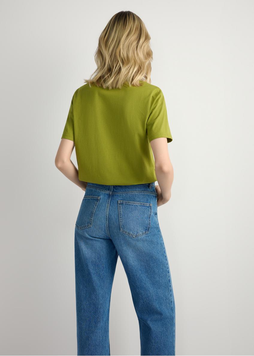 Oliwkowy T-shirt damski basic TSHDT-0120-8E(W26)