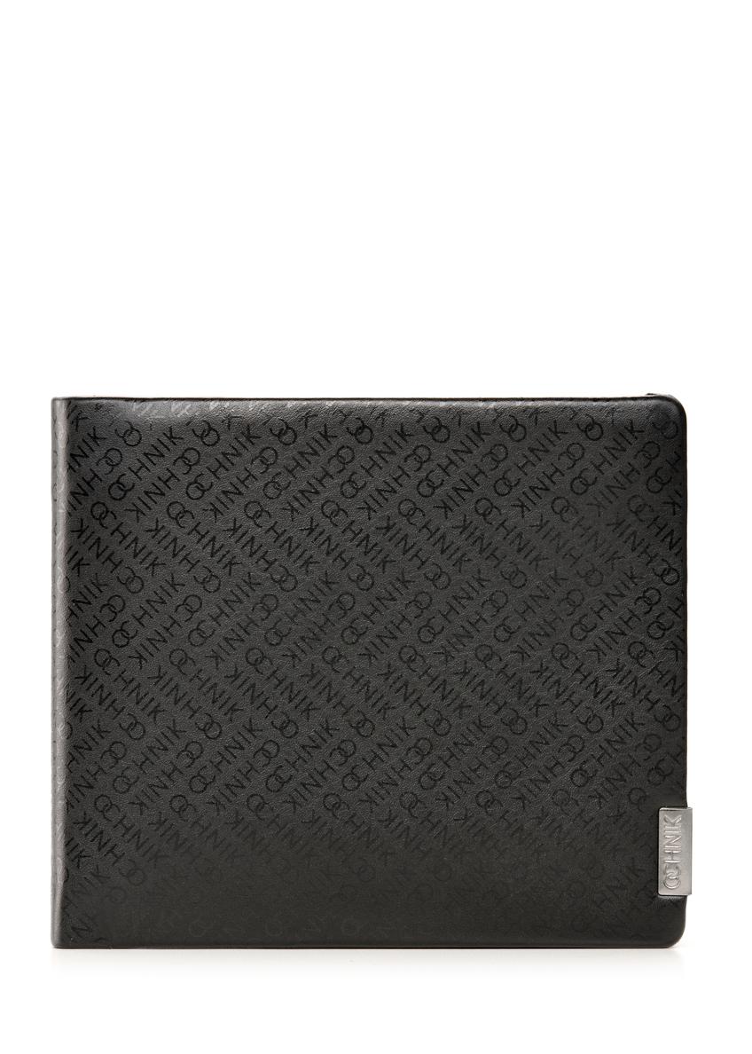 Czarny skórzany portfel męski z logo PORMS-0665-99(Z25)