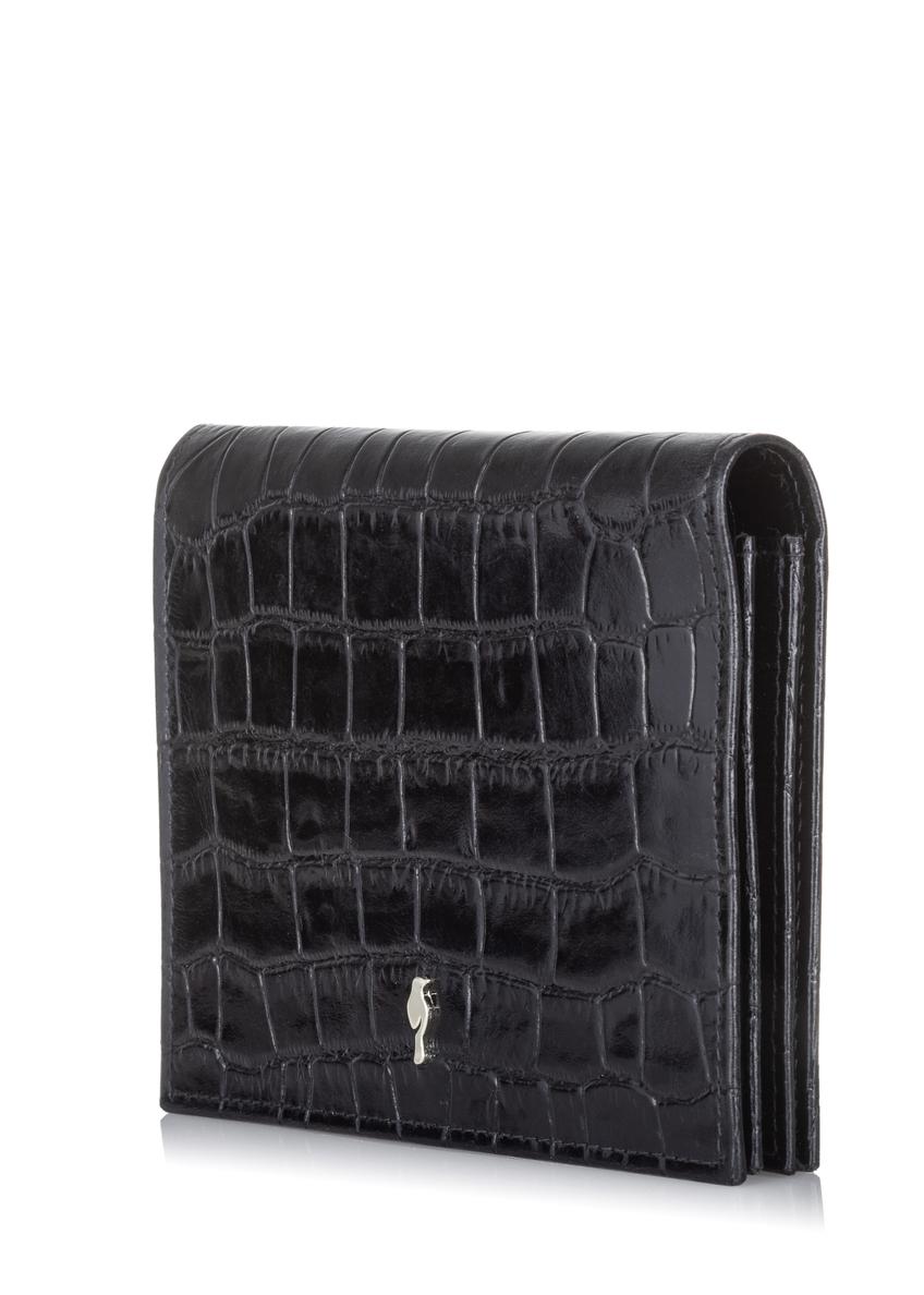 Mały czarny portfel damski croco PORES-0846-99(W23)