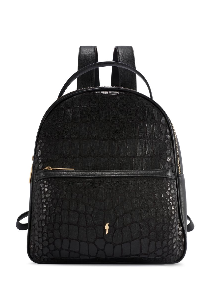Czarny średni plecak damski croco TOREC-0920-9G(W26)