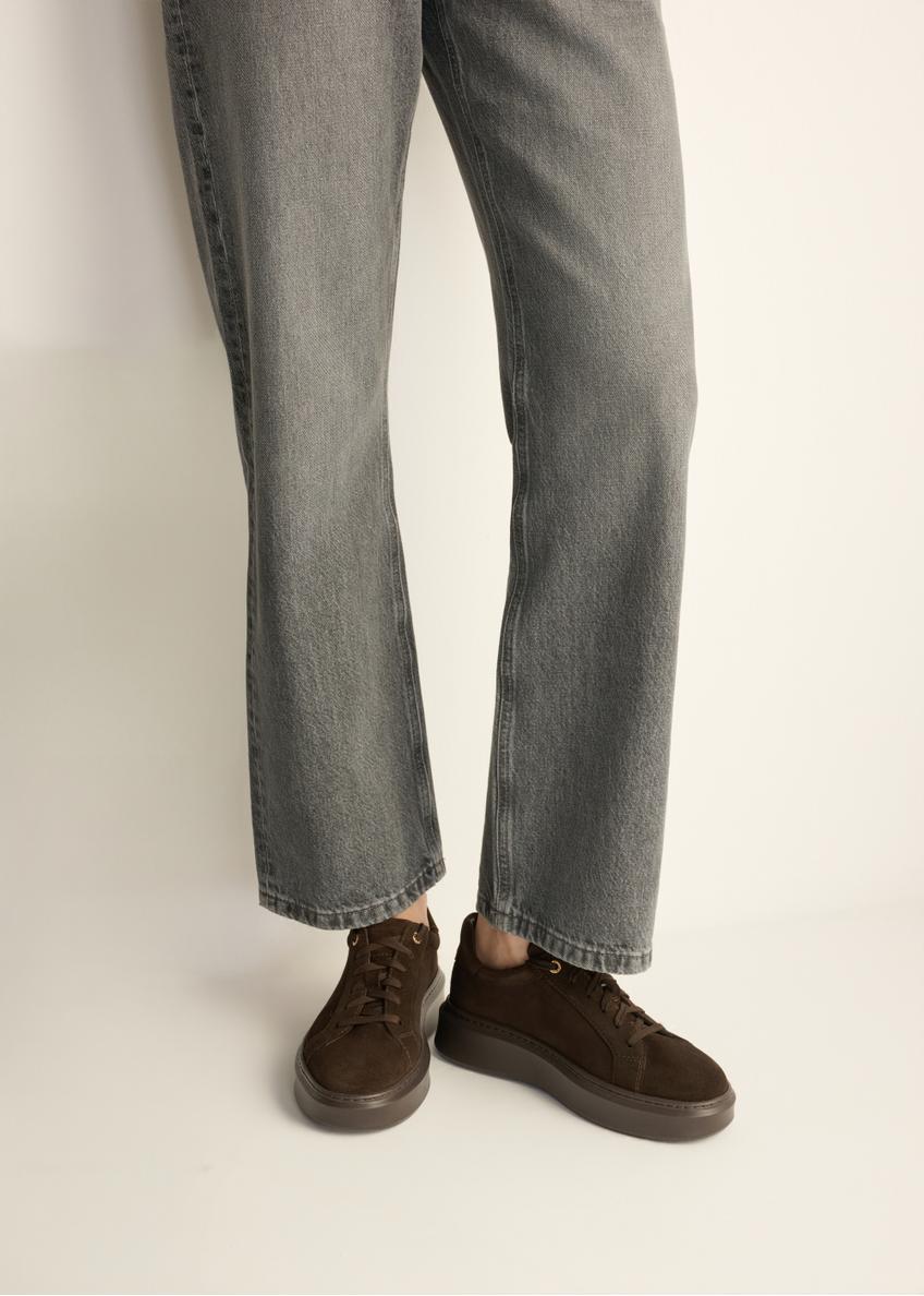 Zamszowe buty damskie w kolorze ciemnobrązowym BUTYD-1284-1I(Z26)