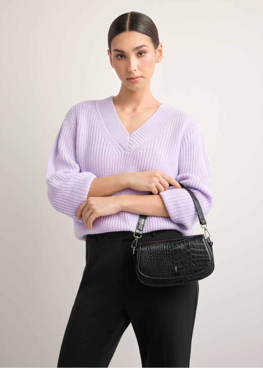 Mała czarna torebka damska croco TOREC-1264-9G(Z26)