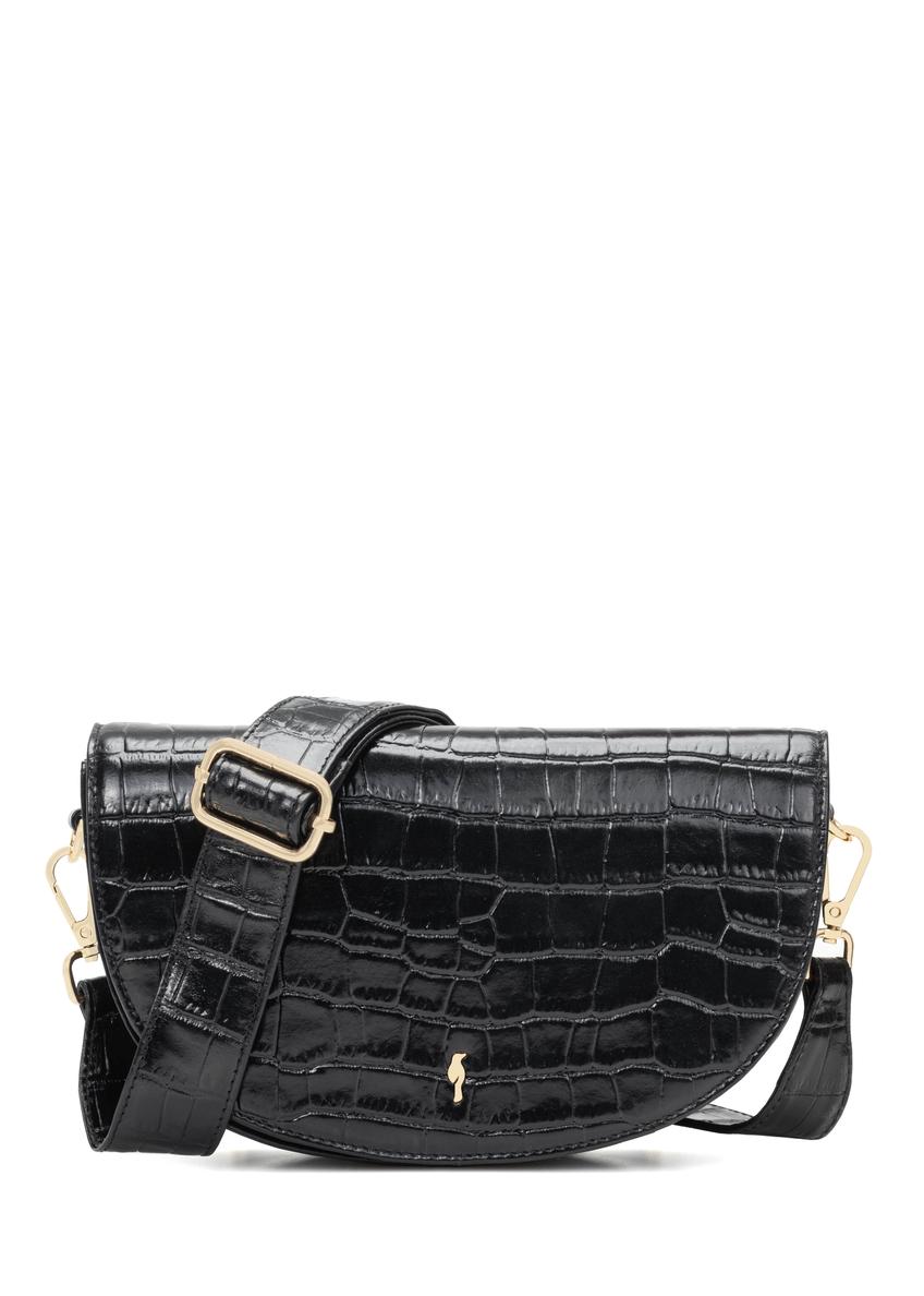 Czarna skórzana półokrągła listonoszka croco TORES-1230-9G(W26)