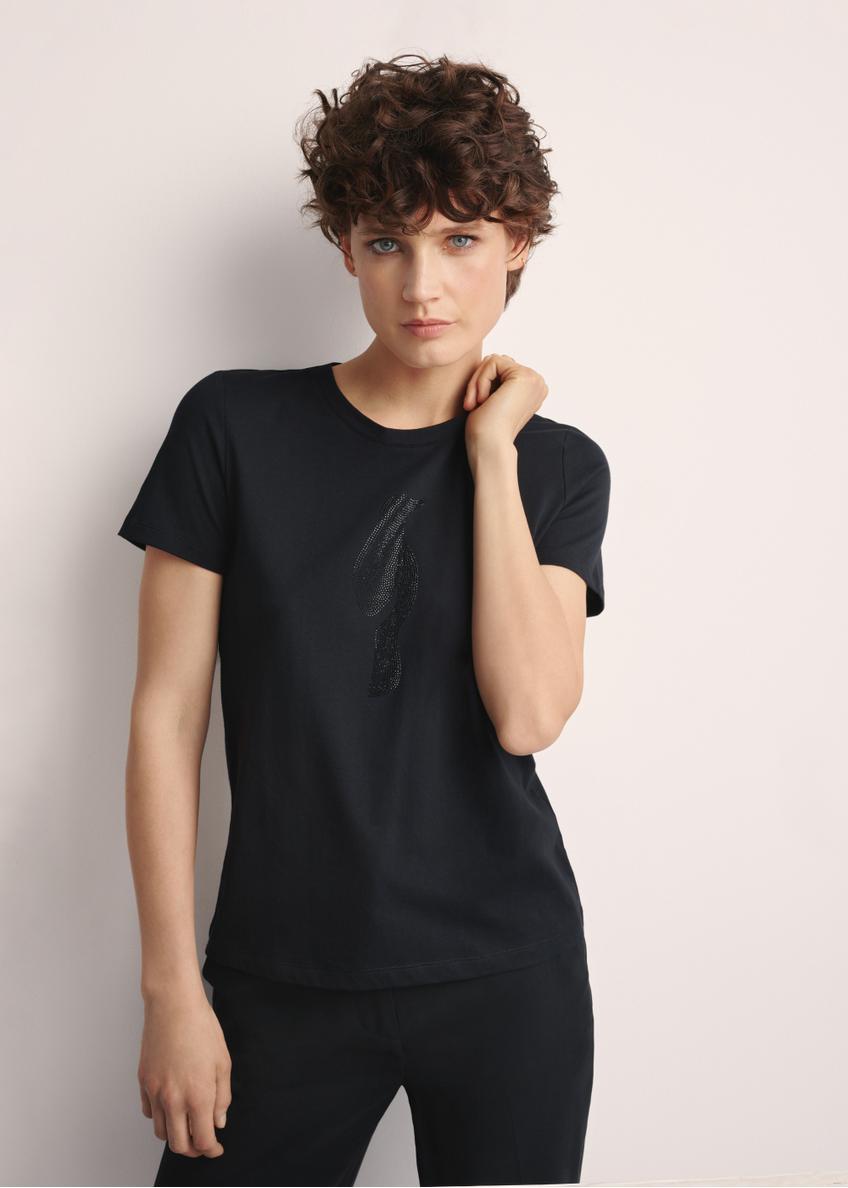 Czarny T-shirt damski z logo TSHDT-0148-99(Z26)
