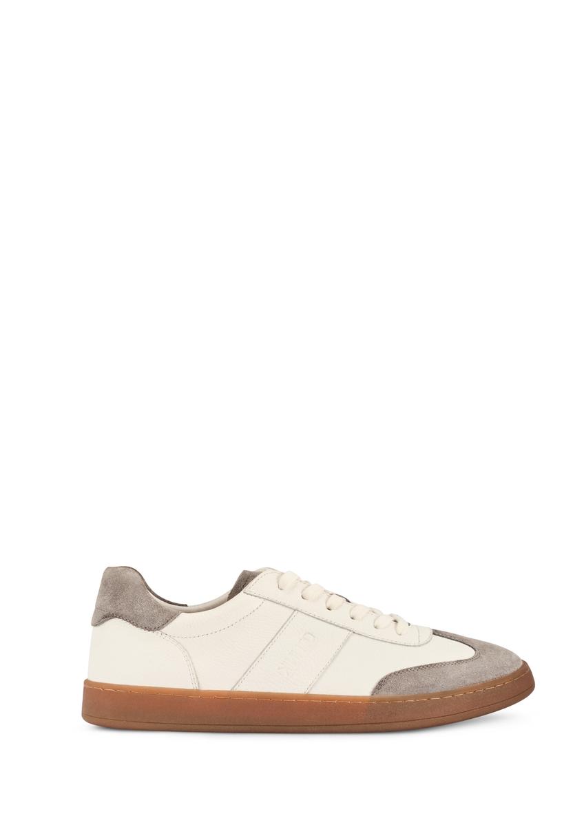 Skórzane męskie buty sportowe BUTYM-0487-0B(W26), widok produktu z boku na białym tle.