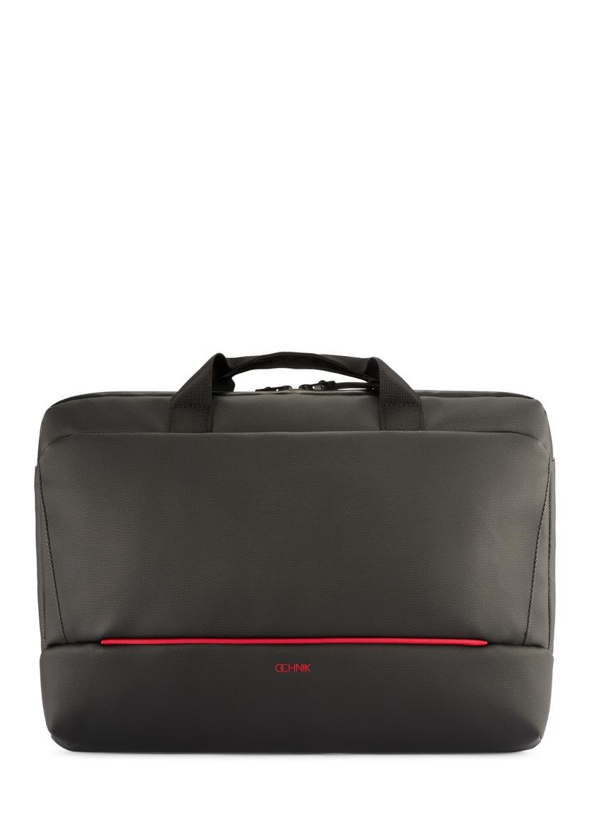 Czarna torba na laptopa TORMN-0398-9J(W26), widok produktu z przodu na białym tle.
